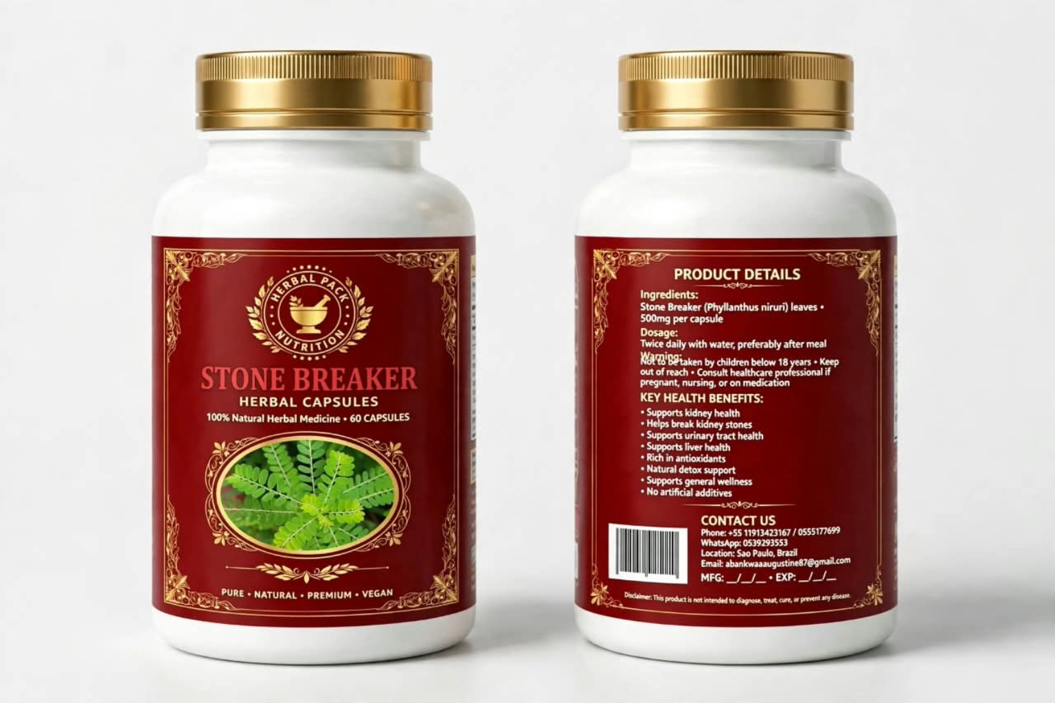 Stone Breaker front and back bottle views